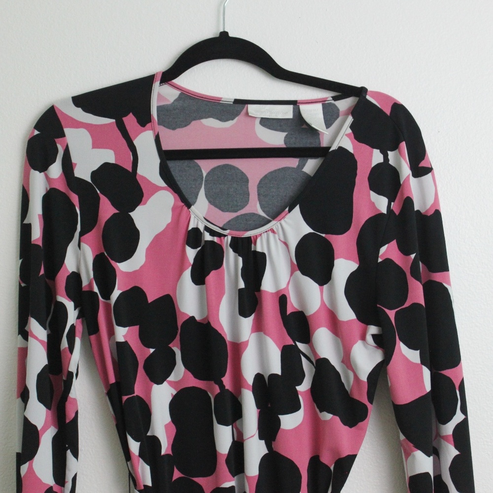 Worthington Pink Print Stretch Tunic Top Sz M